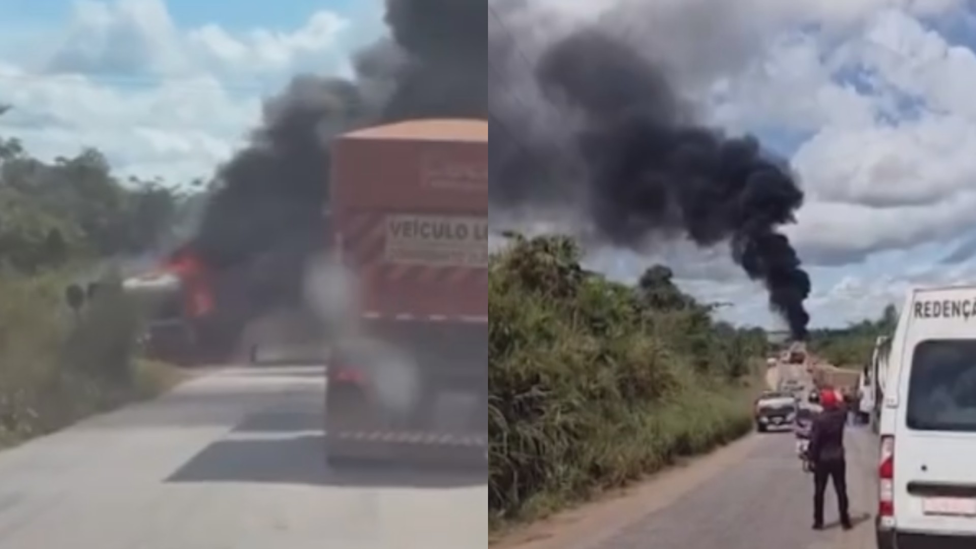 Incêndio destrói caminhão de combustível e mobiliza Bombeiros na BR-158, no sul do Pará