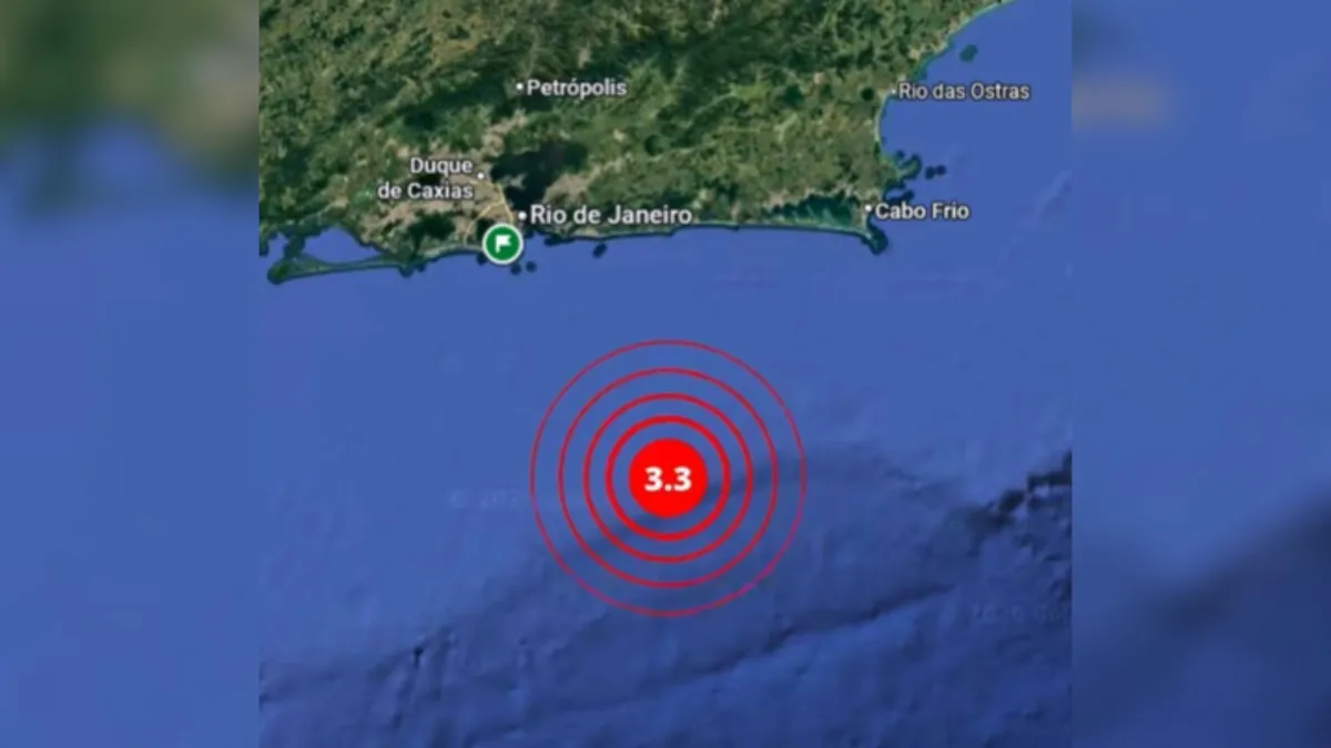 Terremoto de magnitude 3,3 atinge litoral do Rio de Janeiro nesta quinta-feira (21)